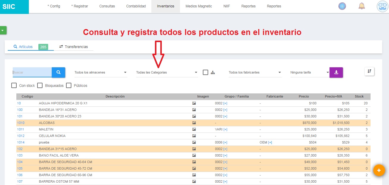 inventario SIC